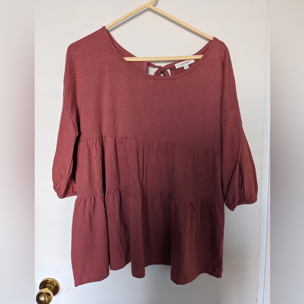 Le Grenier women's Rust Top with Tie-Back Detail, size large.